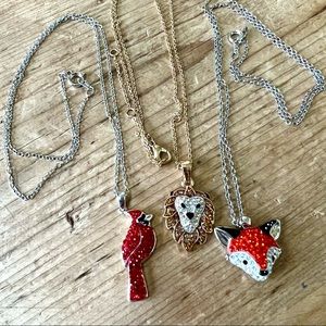 Bundle of Animal Pendant Rhinestone Necklaces